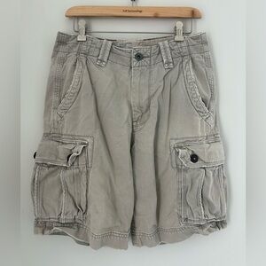 merican Eagle Outfitter Men Classic Length Stone Gray Khaki Cargo Shorts Sz 30
